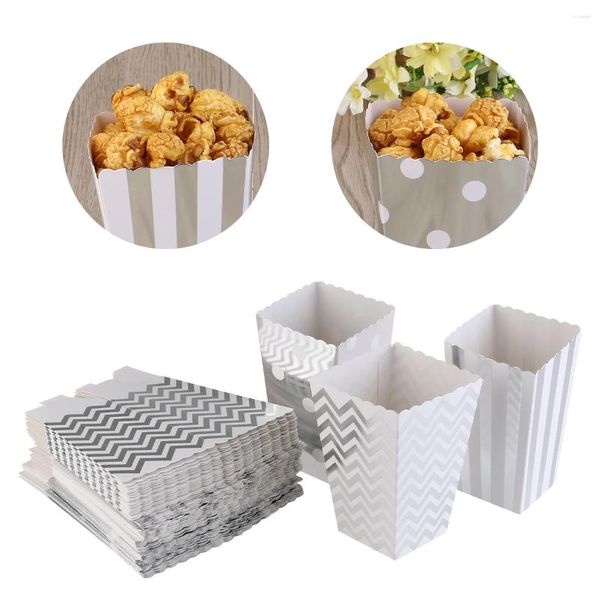 Contenedores para llevar Cajas de palomitas de maíz Trío de diseño amarillo Cajas de cartón con borde festoneado en miniatura Cajas de cartón para fiestas Bolsas para dulces/Sanck Suministros para películas