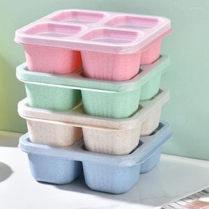 Afhaalcontainers Snack Herbruikbaar 4 verdeelde compartimenten Bento Box Maaltijdbereiding met snacks Fruit Noten Snoepjes Duurzaam