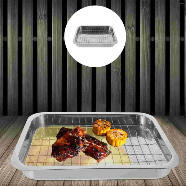 Saque contenedores de pavo tostador de pavo sartén acero inoxidable horneado barbacoa parrilla kit de bandeja para hornear placas