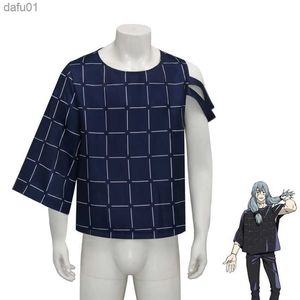 Takerlama Mahito Cosplay disfraz camisetas sueltas hombres camisetas azules Jujutsu Kaisen Anime ropa Halloween fiesta trajes L230520