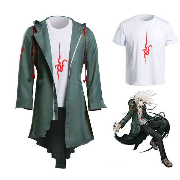 Takerlama Super Danganronpa 2 Nagito Komaeda Cosplay Chaqueta Camiseta Conjuntos Halloween Viene para Mujeres Hombres Adultos Anime Ropa Y220516