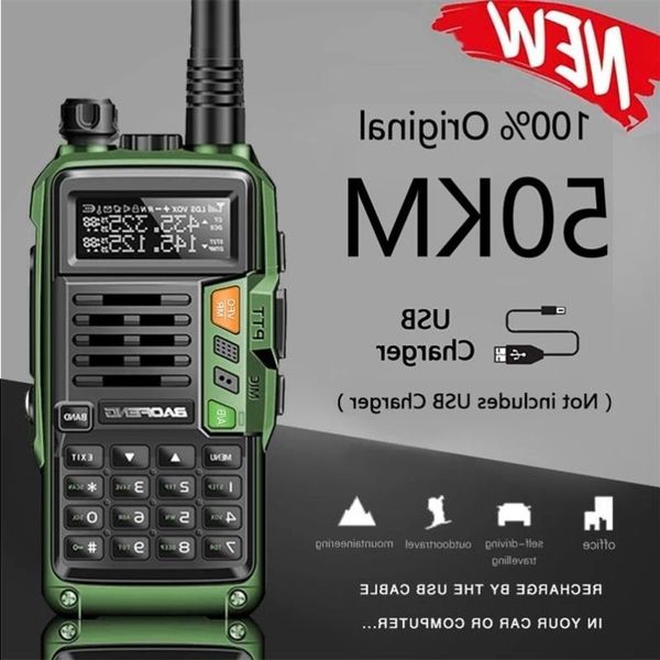 Talkie Baofeng puissant avec Ham UV-S9 50 km Transmetteur portable Plus Radio Green Dual Band Walkie Two 10W UHF VHF WAY UV-5R 210817 PPNKV