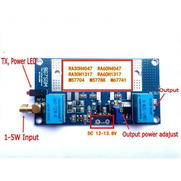 Placa amplificadora de potencia RF para Radio Talkie, conversión de transceptor máx. 70W para walkietalkie RA30H4047M RA60H4047M Ham VHF