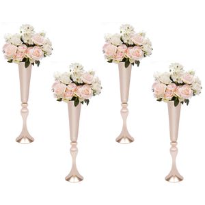 Alto (65 cm a 100 cm) florero de trompeta de metal dorado, soporte de flores para boda, centro de mesa, florero dorado para decoración 444