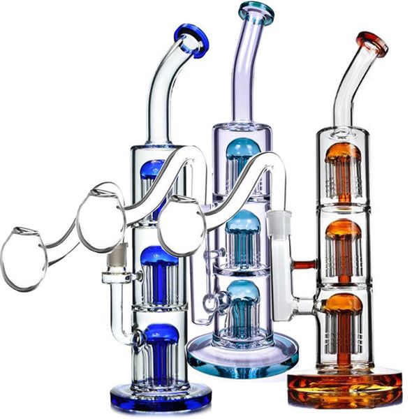 Recycler Dab Rigs Daisy capiteux Bong Narguilés Bras Arbre Verre Épais Bongs D'eau Tuyau D'eau Plate-forme Pétrolière Tige En Bas Perc avec Joint de 14mm