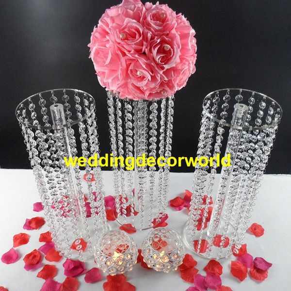 Soporte de flores de cristal alto, decoración de centro de mesa, centro de mesa de boda, candelabro de boda de pilar de cristal, candelabro de boda decor460
