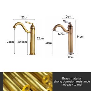 Hoge kranen badkamer wastafel koud warm water mixer kraan antieke bronzen badkamer kraan 360 graden draai elf5002a