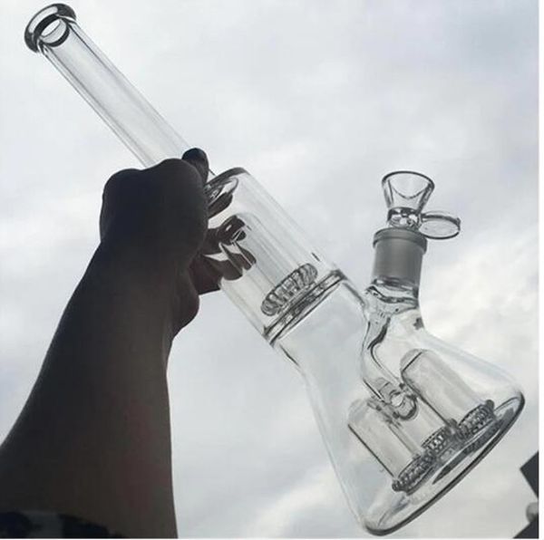 13.4 pulgadas de altura Bongs de agua de vidrio Cachimbas Heady Dab Rigs Downstem Perc Beaker Percolador Bong Pipas de agua para fumar con junta de 18 mm