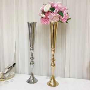 55 cm à 100 cm de haut) Support de fleurs en or Arrangements floraux Vases trompette pour centres de mariage Décorations de table