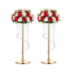 Hoge Bruiloft Centerpieces Gouden Vazen Kristallen Bloemenvaas, Kristal Metaal Zilver Bloemen Stand voor Feesttafels Decoraties D00se