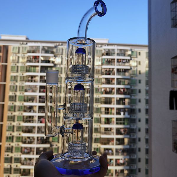 Tall Gravity Glass Bong 14.5 pulgadas Cachimbas de calidad superior Tres capas Dome Stereo Matrix perc con tazón de 18 mm Oil Dab Rig