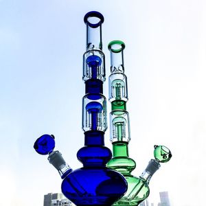 Tall Heady Hookahs Double 4-Arms Trees Perc Glass Bong Big Beaker Bongs Glss Water Pipe Dab Oil Rigs Pour Fumer Avec Bol