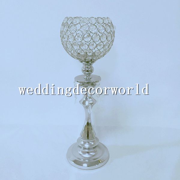 Candélabres de mariage de grande boule de cristal avec pendentif en cristal or argent plaqué bougeoir table pièce maîtresse décoration decor509