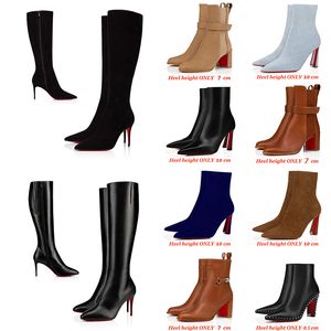 Tall Pumppie Booty Botas de mujer Diseñador para mujer Fondos rojos Tacones Chelsea Botín de cuero de becerro Moda de lujo Tacón puntiagudo Condora Kate Botta Bombas botines