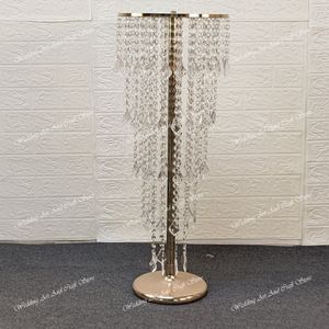 Centros de mesa altos para bodas, floreros dorados, florero de cristal, soporte de flores plateadas de metal y cristal para decoraciones de mesas de fiesta, soporte de pasarela con pilar dorado