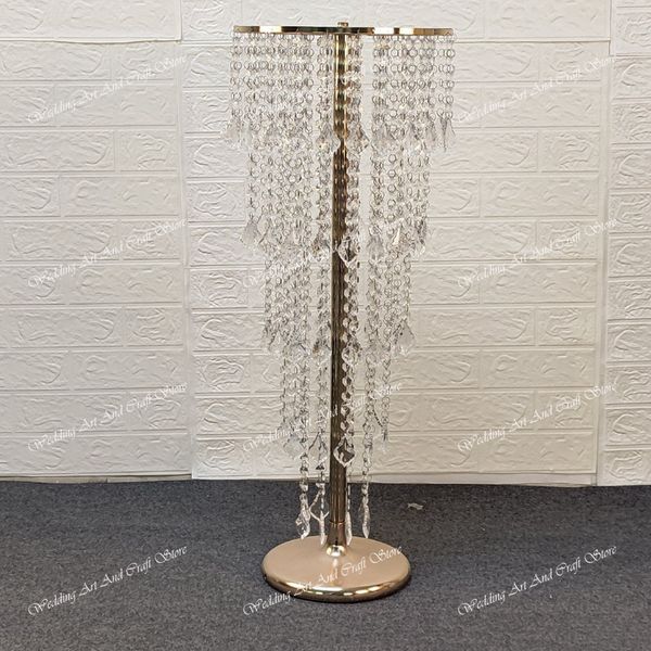 Grands centres de table de mariage, vases dorés, vase à fleurs en cristal, support de fleurs en métal argenté pour décorations de tables de fête, support de passerelle en or