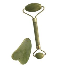 Tamax 100 klasse A groene Jade Roller Gezichtsgezicht Hals Afslanken Massager guasha gua sha kits lasmetaal geluid zinklegering frame5310441