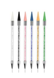 Tamax 1pc Dualended Nail Dotting Pen Perles de Cristal Poignée Strass Goujons Sélecteur Cire Crayon Manucure Paillettes Poudre Nail Art Too6082475