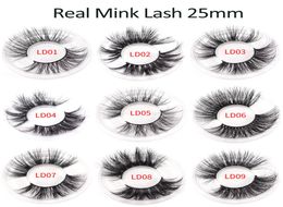 Tamax ELR002 Hele 25 mm 3D Echte Mink Hair Wimpers 5D Super Long Mink Lashes Packing in dienblad Goede kwaliteit Handgemaakte 3946998