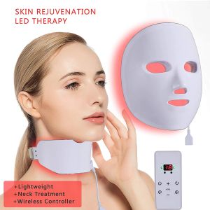 Tamax LM010 draadloze Foton Therapie LED Facial gezicht hals schoonheid Masker 7 Licht Huidverjonging Anti Rimpel Acne Verwijdering BJ