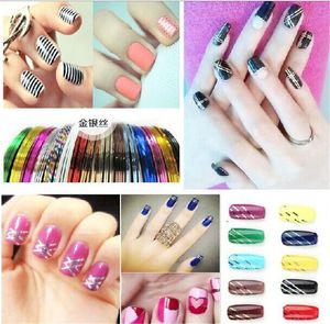 Tamax Na012 10 stks / partij Gold Sliver Nail Decals Ronde Nair Art Decoration Line Sticker Gedrukt op Nagels DIY Manicure Accessoires Nagelstrook