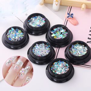 Tamax Na042 6 Stijlen AB Color Crystal Round Heart Nail Art Strass Rhinestone Sharp Bottom Manicure Ovale DIY Nail Stones Glass Tools