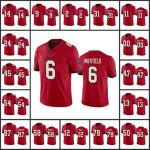 Tampa''Bay''Buccaneers''Men 6 Baker Mayfield 12 Tom Brady 14 Chris Godwin 9 Joe Tryon Dames Jeugd''NFL Rood Custom Vapor Limited Jersey