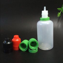 Tapas a prueba de manipulaciones para niños Botellas vacías de 50 ml Botellas cuentagotas de plástico PE con puntas largas y delgadas Botella de aguja líquida E de 50 ml para jugo electrónico Ltkrb