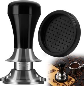 Tampers 515358 mm Koffiebeheerder Verstelbare diepte met schaal 30 pond espresso veren gekalibreerde roestvrijstalen vlakke basis met MAT 230518