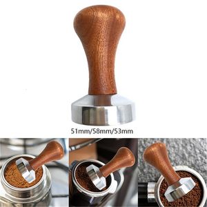 Tampers 51 mm53mm58 mm Espresso Koffie Smoeien Aluminium Koffie Distributeur Niveaus Gereedschap Boon Pershamer met houten handgreep 230417