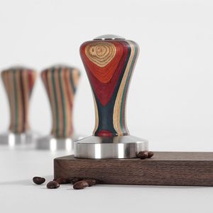 Tampers Coffee Tamper Wooden Espresso Powder Hammer 51-58mm Acero inoxidable Barista Tool Accesorio de café Molinillo hecho a mano Herramienta de cocina 221111