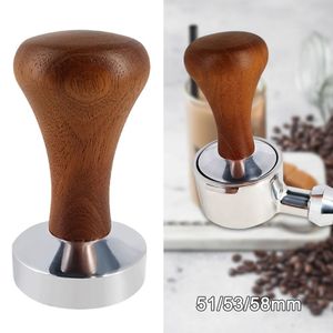 Tampers koffie gereedschap distributeur poeder hamer drukken 51 mm/53 mm/58 mm houten handgreep espressopruk 230211