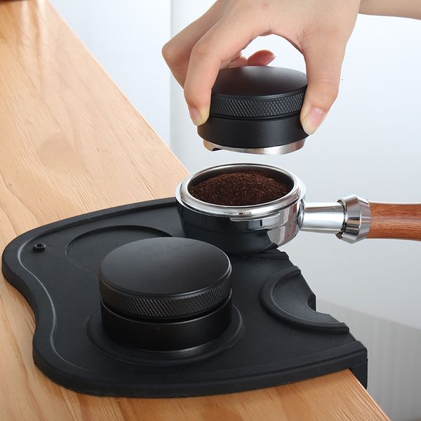 Tampers Espresso acier inoxydable 515358mm café inviolable poudre presse distributeur niveleur outil inviolable Silicone tapis agitateur aiguilles 230417