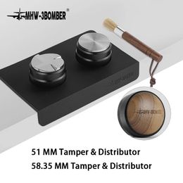 Tampers MHW 3BOMBER 51 53 58mm Espresso Tamper en Koffieverdeler met Aanstampingsmat Reinigingsborstelset Professionele Leveler Tools 231027