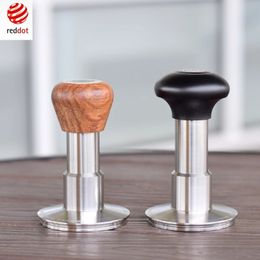 Tampers La force inviolable avec manche en métal/bois base plate 58.5mm presse à main café poudre marteau outils 231212