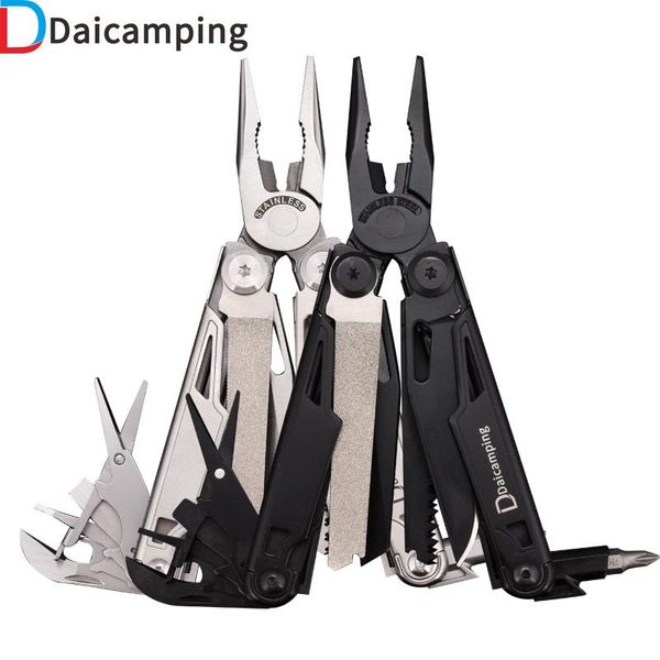 Tang Daicamping Dl12 Clip abrazaderas multifuncionales 7cr17mov utensilios con cuchillas plegables multiherramientas Cable equipo de Camping alicates múltiples multiherramientas