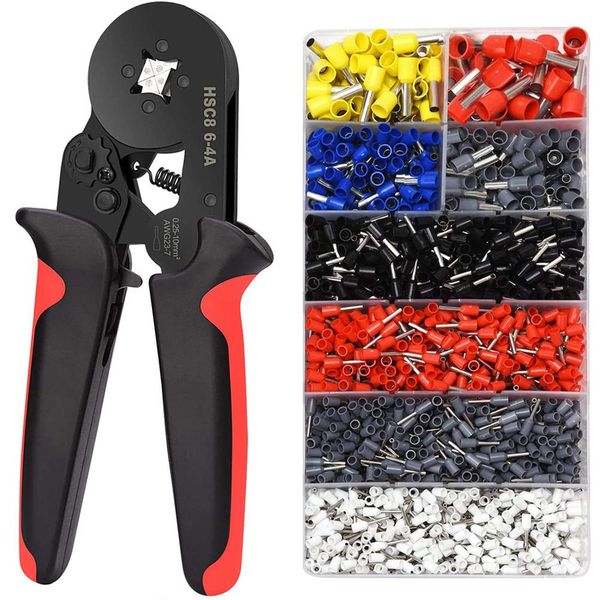 Tang Ferrule Stripping Tool Kit Wire Ferrule Crimp Plier HSC8 64 Catcheting auto-adjustable Catcheting Forme pour AWG237 (0,2510 mm2)
