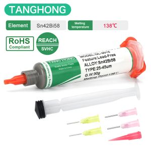 Tang Hong Nuevo tipo de jeringa sin plomo Traje de flujo de pasta de soldadura a baja temperatura para soldadura Soldación de teléfono celular SMD Pastura de hojalata