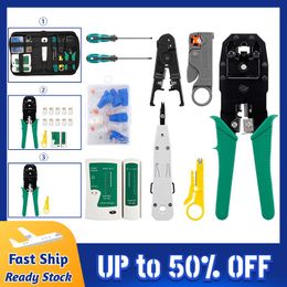 Tang LAN – pince à sertir RJ45, testeur, Kit d'outils de réparation de réseau Portable, traceur de câbles professionnel et pince à sertir avec sac