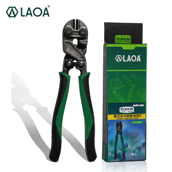 Tang LAOA-cortadores de pernos de 8 pulgadas, tijeras de punta redonda de acero CrMo con tratamiento de recubrimiento negro, cortador de alambre de corte máximo de 5,2 MM