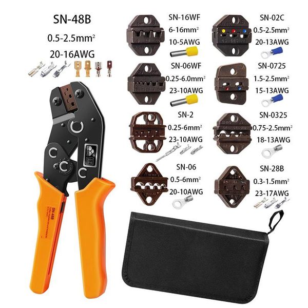 Kit Tang SN48b Crimper 0,52,5 mm ² 2013AAWG Interchangeable Die Wire Terminal Striminp Manual Tool pour 2,84.8 6.3 XH2.54 Terminaux