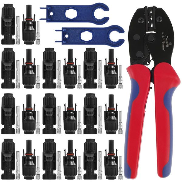 Tang Solar Structing Tool Kit Solar Cermper pour 2,5 / 4.0 / 6,0 mm² Panneau solaire PV Câble avec connecteurs de panneaux solaires 10pair et 2spanners