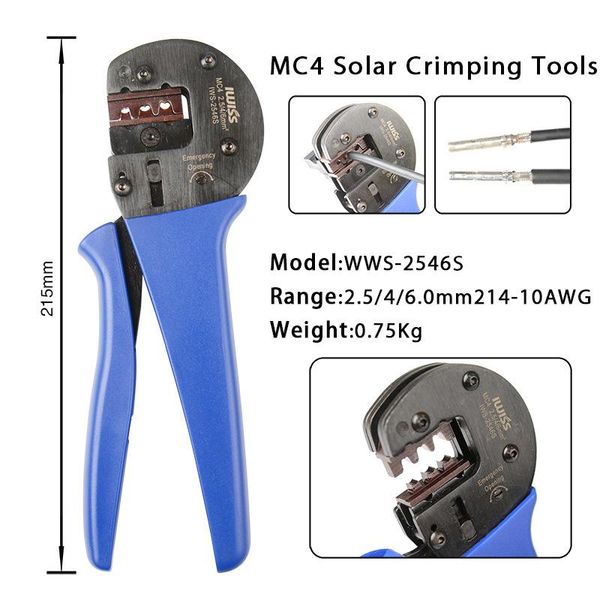 Outils de sertissage solaire Tang pour AWG 1410 (2,5 / 4 / 6,0 mm²) Panneaux solaires Câbles PV MAIN CONNECTER CONNECT