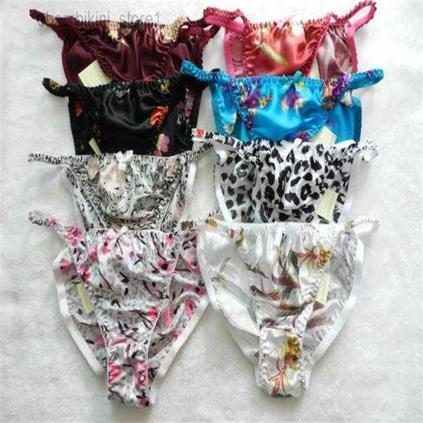 tanga sexy Yavorrs 3 piezas Bragas de hilo de seda para mujer Bikini Flor Talla S-xxl 1 GUFK295w