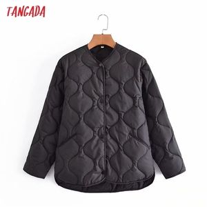 Tangada automne femmes noir surdimensionné Parkas coton veste à manches longues femme rembourré pardessus 2G41 211029