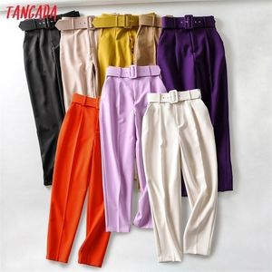Tangada noir costume pantalon femme taille haute ceintures poches bureau dames mode moyen âge rose jaune 6A22 220422