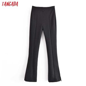 Tangada Fashion Femmes Black Suit Pantalon Pantalon Side Zipper Office Lady Pantalon Pantalon QN100 210609