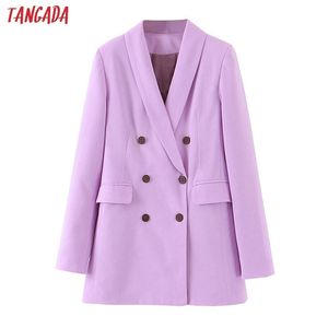 Tangada mode femmes violet blazer à manches longues style coréen femme blazer bureau dames nouvelle arrivée automne outwear SL404 201023