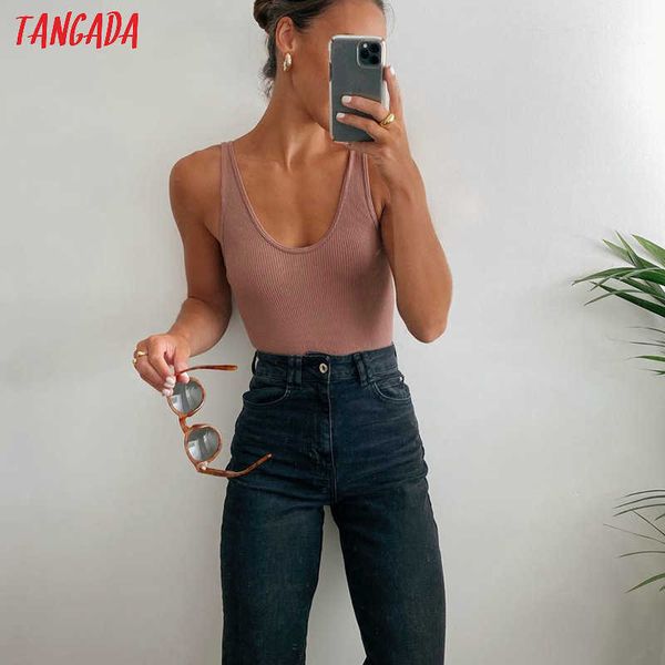 Tangada Jumper Body Suit Femmes Casual Sexy Slim Beach Combinaison Romper Girl Body Solid Brand Suit QJ111 210609