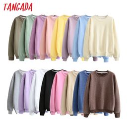 Tangada Dames 100 Katoen Oversize Paar Fleece Sweatshirts 16 Kleuren Herfst Winter Dikke Warme Casual Tops 6L20 201114